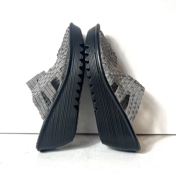 Bernie Mev Gray Woven Fabric Wedge Slip On Peep Toe Sandals Womens EU 41 US 10.5 - Picture 4 of 10
